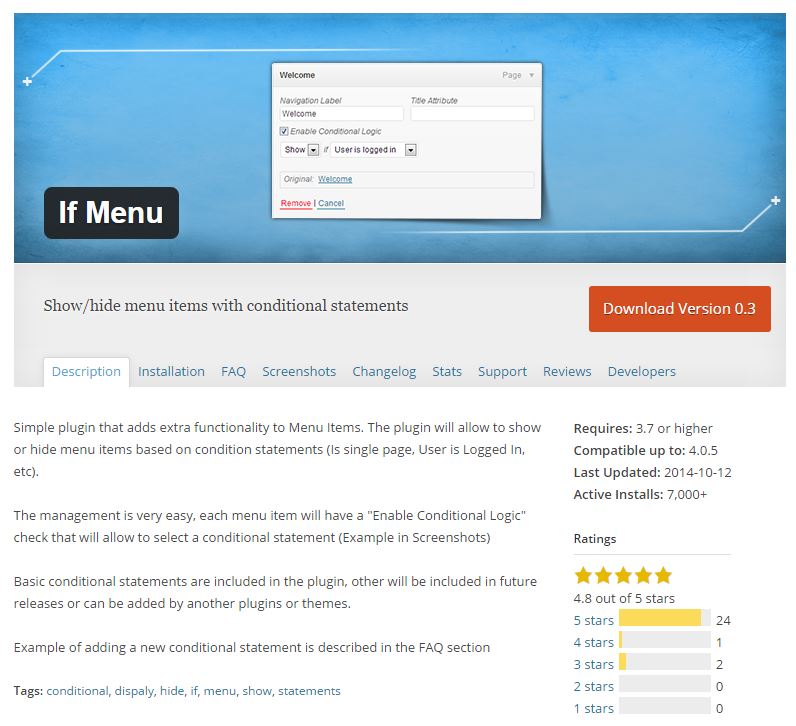 Wordpress Plugin IF Menu